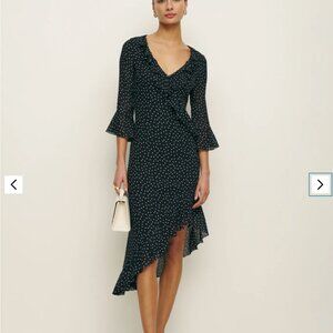 Reformation Roseanna Dress - Black Polka Dot - Cocktail Wedding Guest Dress